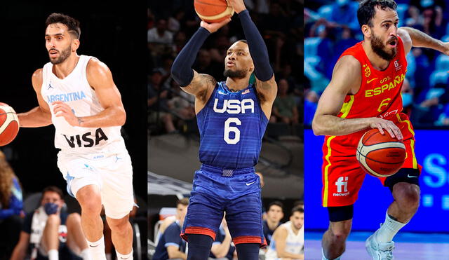 Argentina, Estados Unidos y España son algunas de las selecciones a seguir en el baloncesto de Tokio 2020. Foto: composición/AFP/EFE