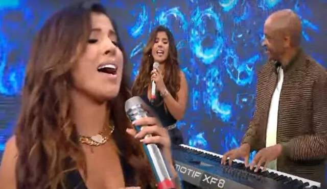 Yahaira Plasencia cantó un extracto de su canción "Dime" en vivo y con piano. Foto: captura ATV