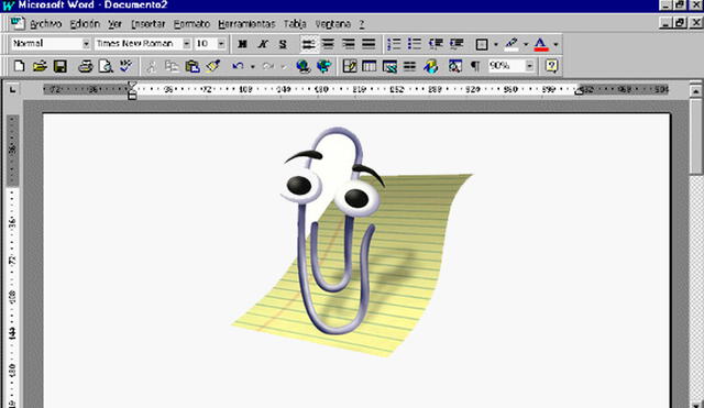 La primera aparición de Clippy fue en Office 97. Foto: Gizmodo