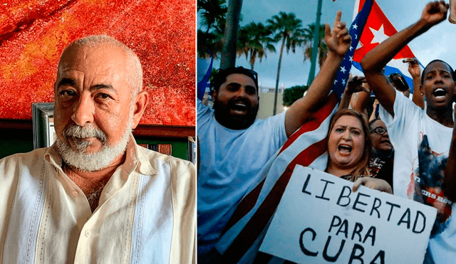 “No se puede ver solamente esto que ha ocurrido como una manifestación debido a estas carencias, a esa crisis económica”, contó el escritor cubano. Foto: composición/AFP