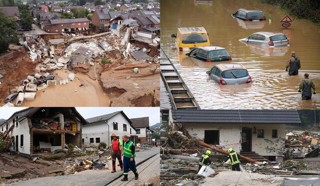 Las fuertes lluvias y las inundaciones en varios países del centro de Europa están dejando decenas de muertos y daños considerables en viviendas e infraestructuras. Foto: composición/AFP