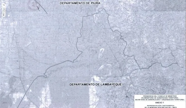 Mapa explica de forma gráfica el saneamiento de los límites entre ambas regiones. Foto: Gobierno Regional de Lambayeque.