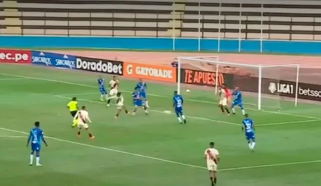 Piero Quispe anotó el 2-2 definitivo de Universitario ante Alianza Atlético por la Liga 1 Betsson. Foto: captura Gol Perú