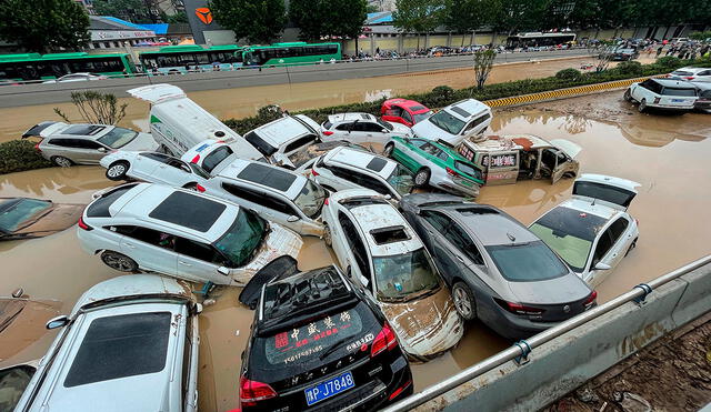 Las lluvias en China han dejado imágenes impactantes. Foto: AFP
