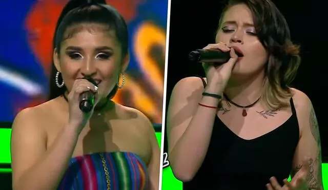 Milena Warthon y Nicole Salas cantan juntas en La voz Perú. Foto: captura de Latina