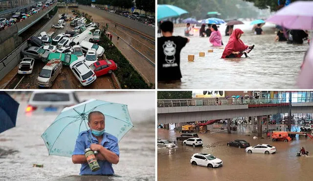 Los servicios meteorológicos de Zhengzhou anunciaron que se trata de las mayores precipitaciones desde que se empezaron a recopilar datos hace 60 años. Foto: EFE / AFP