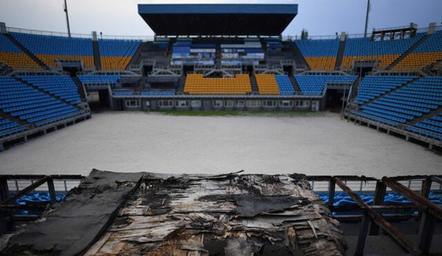 Así luce el estadio de vóley playa de Beijing 2008. Foto: AFP