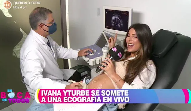 Ivana Yturbe esbozó una gran sonrisa al escuchar los latidos del corazón de la bebé. Foto: captura de América TV