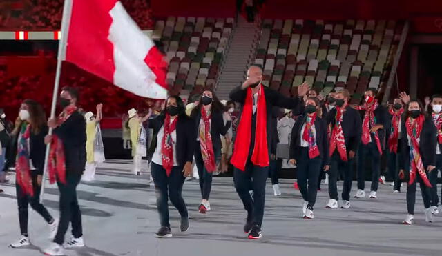 El desfile de Perú en los Juegos Olímpicos Tokio 2020. Foto: captura Claro