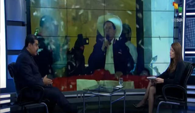 Nicolás Maduro habla sobre Pedro Castillo en una entrevista transmitida por el canal Telesur. Foto: captura video/Telesur