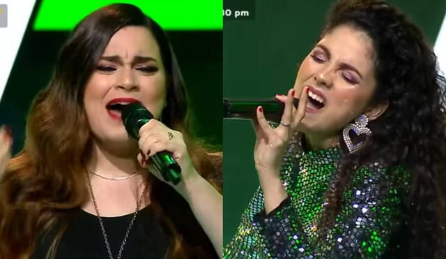 Daniela Zambrano y Oriana Montero cantan juntas "Así no te amará jamás" en La voz Perú. Foto: captura de Latina