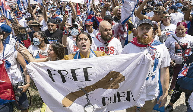 Voz en alto. Activistas cubanos se manifiestan en EE. UU. Foto: AFP