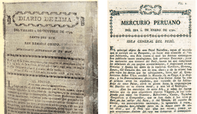 PIONEROS. El Diario de Lima de 1790, primer periódico peruano y sudamericano y el Mercurio Peruano (1791). Foto: Suplemento LR Bicentenario