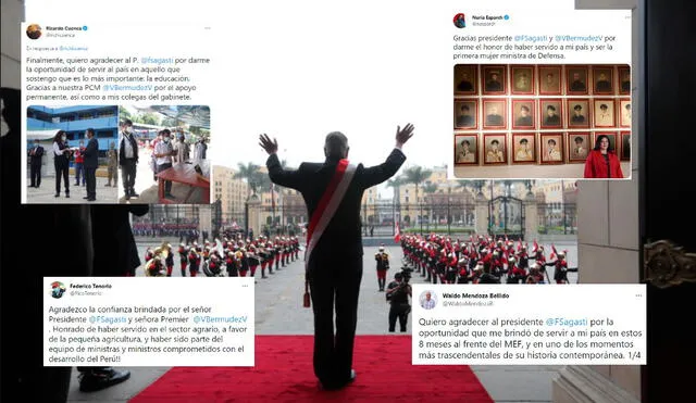 Francisco Sagasti recibió agradecimiento de sus ministros. Foto: Composición LR / EFE/capturas Twitter