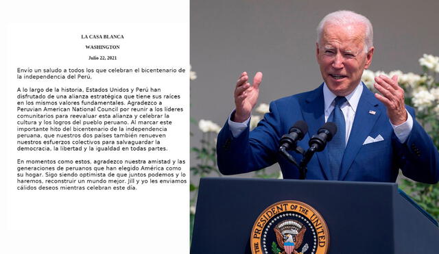 Biden destacó el aporte de los peruanos e hizo referencia a la similitud de objetivos entre ambas naciones. Foto: composición EFE