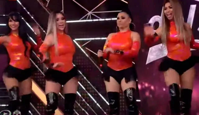 Las Alma Bella lideradas por Yolanda Medina llegaron al set de Reinas del show para poner a bailar a las concursantes por dos puntos extra. Foto: captura de América TV