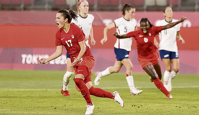 Euforia. A los 75’, Jessie Fleming anotó el único gol del encuentro desde los doce pasos. Foto: Twitter @Olympics