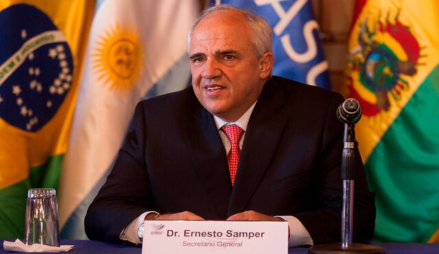Ernesto Samper fue secretario general de Unasur desde 2014 y 2017. En Twitter destacó el impulso que le dará Perú, según adelantó el canciller Héctor Béjar Rivera. Foto: EFE