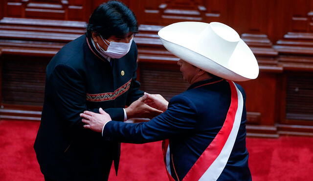 Evo Morales estuvo la semana pasada en Perú para la juramentación de Pedro Castillo. Foto: Congreso