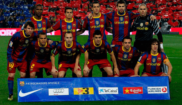 Imagen del once titular del Barcelona cuando era dirigido por Pep Guardiola en la temporada 2010 - 2011. Foto: La Nación