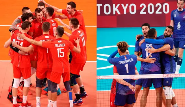 Rusia vs. Francia en la gran la final del vóley masculino en Tokio 2020. El partido se trasmitirá en Perú por la señal abierta de ATV. Foto: composición EFE