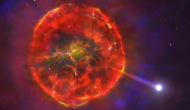 Arte de una supernova expulsando una estrella enana blanca. Foto: Mark Garlick / Science Photo Library