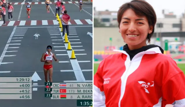 Mary Luz Andía fue la mejor posicionada de las tres peruanas que participaron en marcha atlética en Tokio 2020. Foto: composición La República