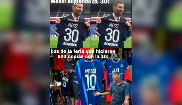 Los memes de Lionel Messi ironizaron con el número que usará el jugador en el Paris Saint Germain. Foto: Twitter