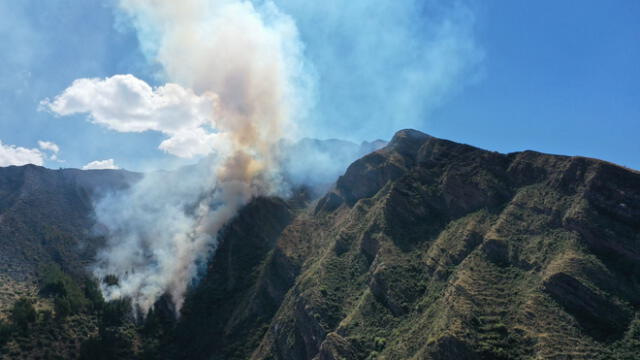 Incendio forestal inició el pasado jueves 5 de agosto. Foto: Municipalidad de Quispicanchi