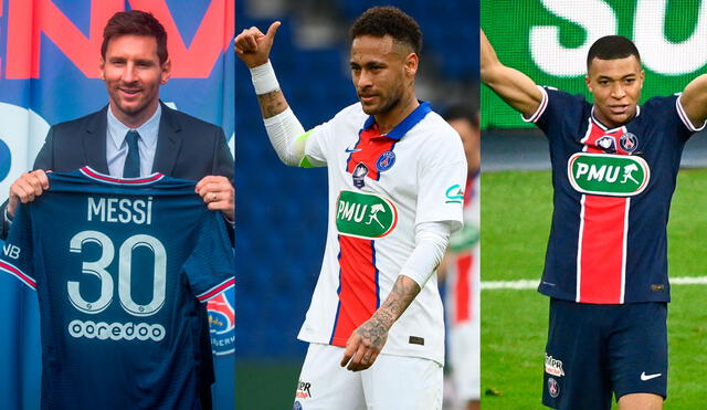 Lionel Messi, Neymar y Kylian Mbappé figuran entre los jugadores del PSG que ganarán más en la próxima temporada, según As. Foto: composición/EFE/AFP