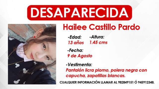 Familia de adolescente desaparecida pide ayuda para encontrarla. Foto: composición/La República