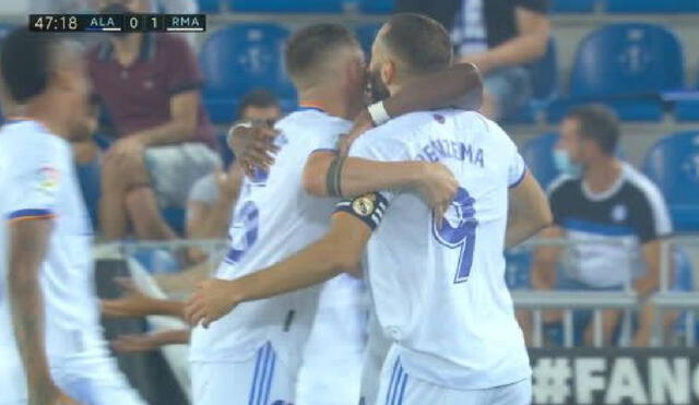Karim Benzema anotó el primer gol del Real Madrid en LaLiga Santander. Foto: ESPN