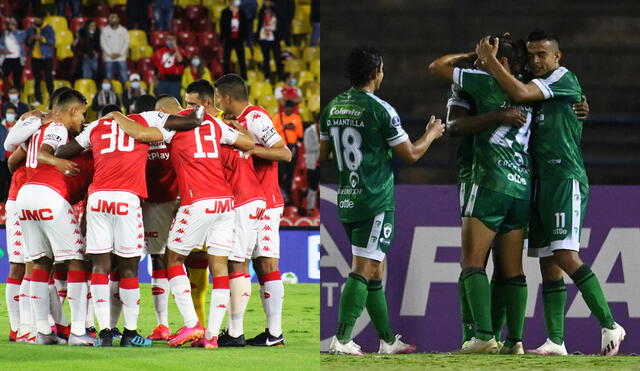 El partido Independiente Santa Fe vs. La Equidad se jugará en El Campín de Bogotá. Foto: composición/Dimayor/AFP