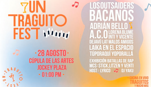 Un traguito fest se realizará el 28 de agosto y contará con músicos de todos los géneros. Foto: difusión