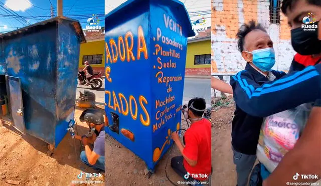 Los voluntarios tuvieron la iniciativa de apoyar al hombre que por la pandemia dejó de trabajar por mucho tiempo. Foto: captura de TikTok