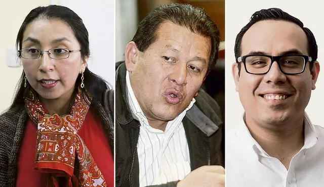 Diferencias. Ruth Luque (JP), José Jerí (Somos Perú-Partido Morado) y Eduardo Salhuana (APP) prefieren regulación. Foto: composición/difusión