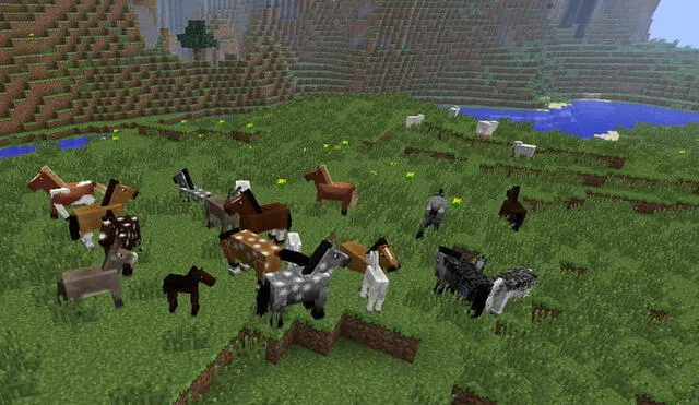 Los caballos sirven para exploración y, de acuerdo al tipo, tienen diferentes colores. Foto: Minecraft