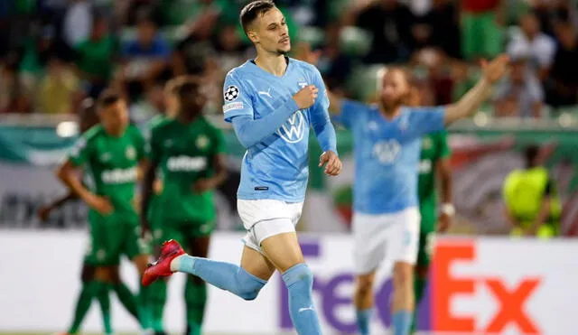 Veljko Birmancevic marcó el gol de la clasificación para el Malmö FF. Foto: difusión