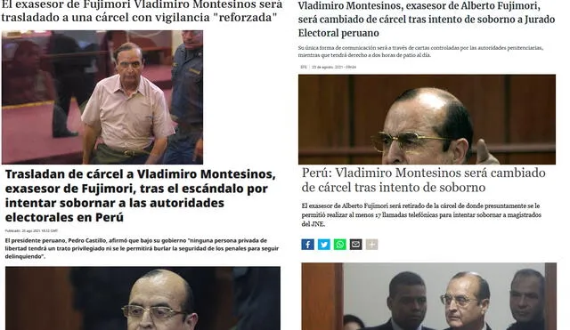La prensa extranjera destacó la decisión del presidente Pedro Castillo, al mismo tiempo que señaló la complicidad de la armada peruana en las llamadas ilícitas de Montesinos. Foto: composición.