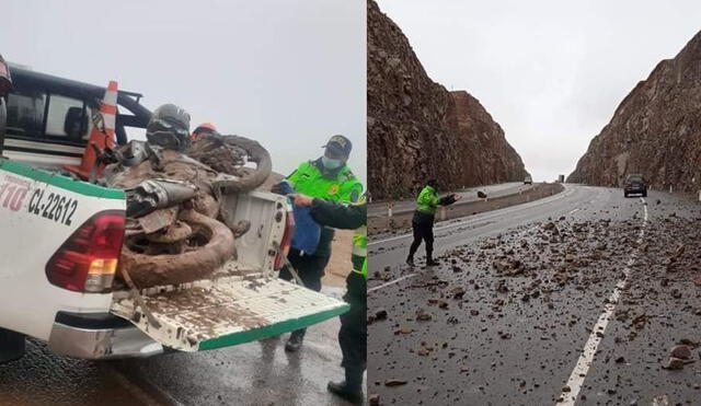 Deslizamientos de piedras se produjo en el kilómetro 93 en Islay. Foto: difusión