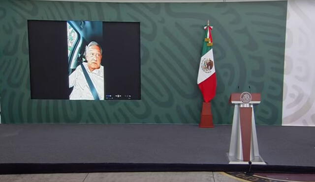López Obrador participó en su habitual rueda de prensa por videollamada desde un automóvil ante la manifestación de la CNTE. Foto: captura de YouTube