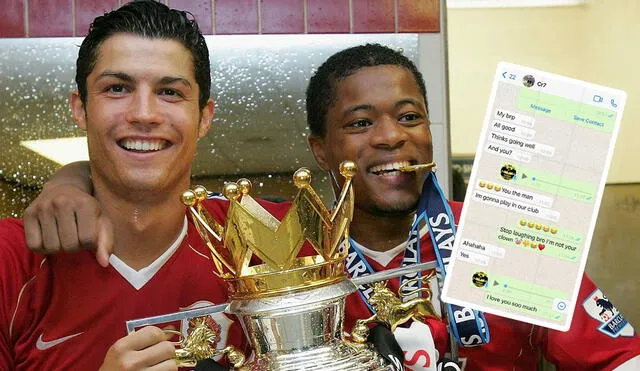 Cristiano Ronaldo y Patrice Evra consiguieron la Champions League en el 2008. Foto: Twitter @UnitedRedscom