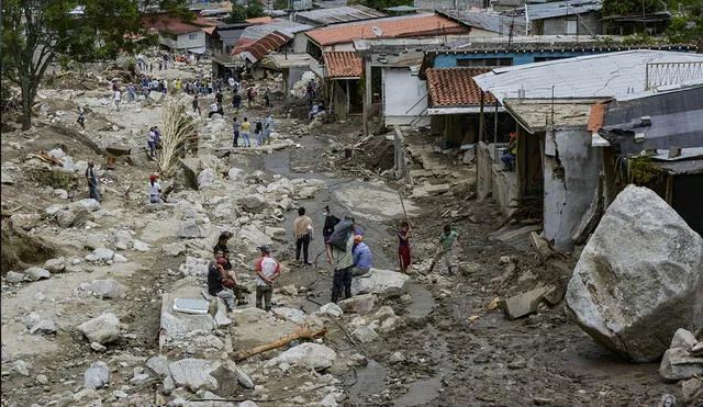Varias viviendas fueron destruidas por un deslizamiento de tierra causado por fuertes lluvias en la comunidad Valle del Mocoties, municipio de Tovar, estado de Mérida, Venezuela. Foto: AFP