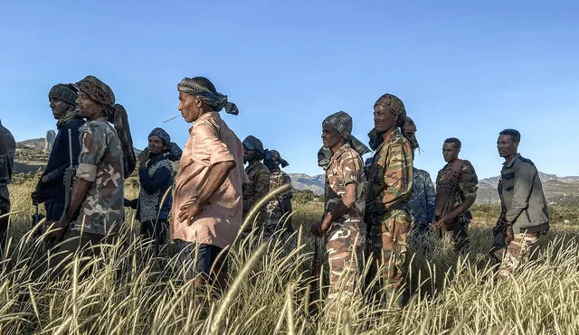 Milicianos de Amhara que luchan junto con las fuerzas federales y regionales contra la región norte de Tigray. Foto: AFP