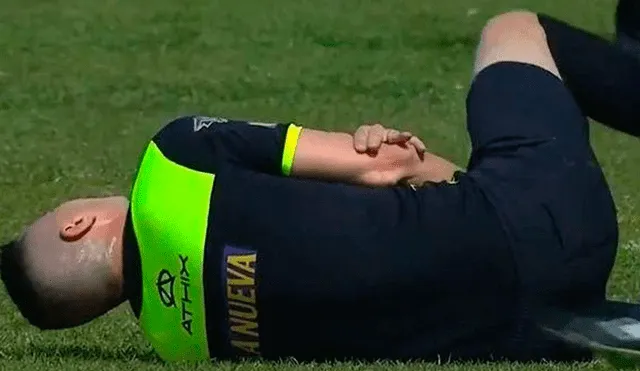 Árbitro del Deportivo Maipú y Tigres sufrió una grave lesión en su codo tras toparse con jugador. Foto: captura ESPN