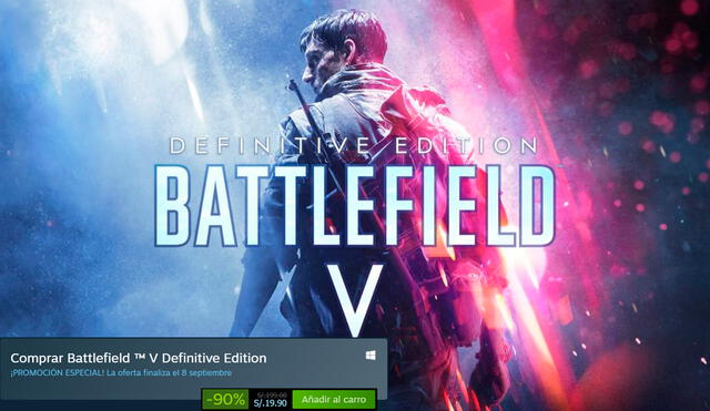 Battlefield V también se puede descargar gratis desde Steam para jugar hasta el domingo 29 de agosto. Foto: EA - composición La República