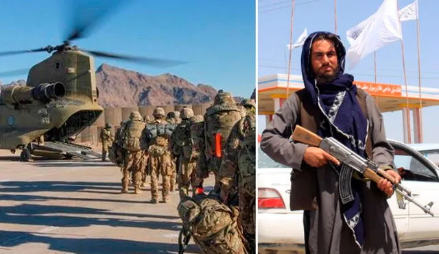 Miles de soldados habían pasado dos semanas angustiosas protegiendo un apresurado y arriesgado puente aéreo para decenas de miles de afganos, estadounidenses y otras personas que intentaban escapar de Afganistán. Foto: composición / RT y Twitter