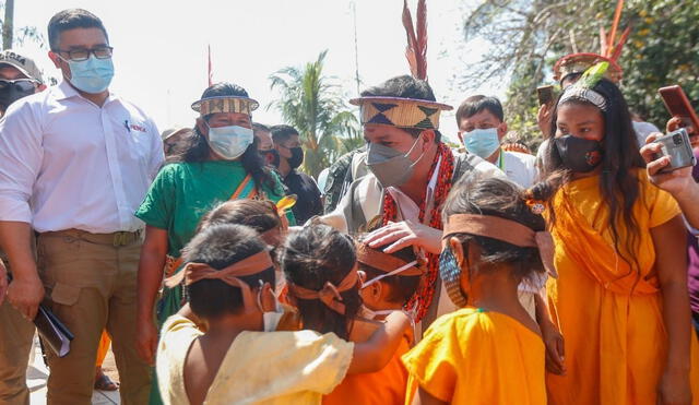 Pedro Castillo dirigiéndose a comunidades nativas de Junín. Foto: Presidencia de la República