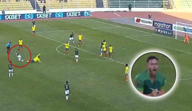 Fernando Saucedo marca el empate en el Bolivia vs. Colombia. Foto: SporTV