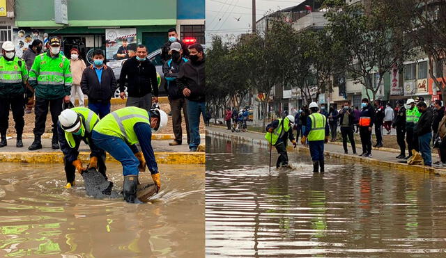 Personal de la municipalidad y Sedapal llegaron para atender la emergencia. Foto: composición/Raúl Egúsquiza/ URPI-LR